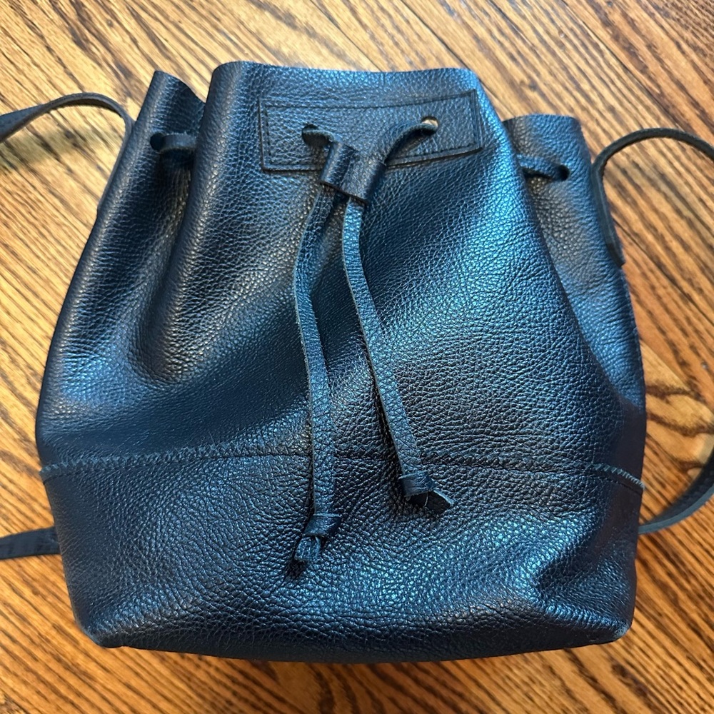 J. Crew Black Leather Bucket Bag